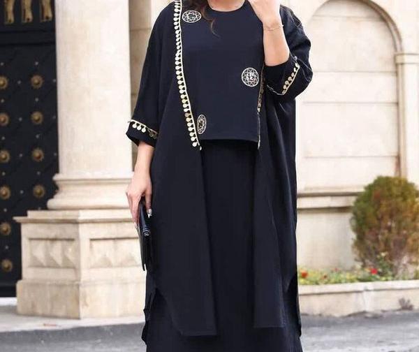 عکس مدل مانتو ابروبادی دامن کلوش کوتاه