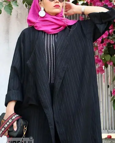 عکس مدل مانتو کیمونو ابروبادی مشکی