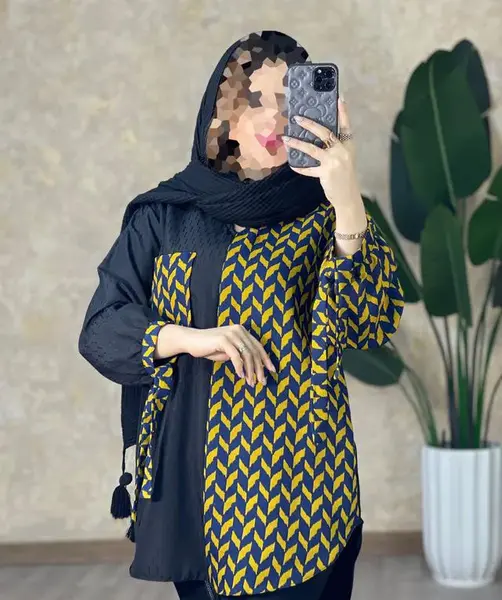 عکس مدل مانتو با پارچه ی ابروبادی طرح دار