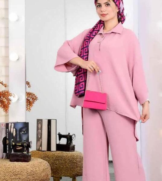 عکس مدل مانتو با پارچه ابروبادی صورتی