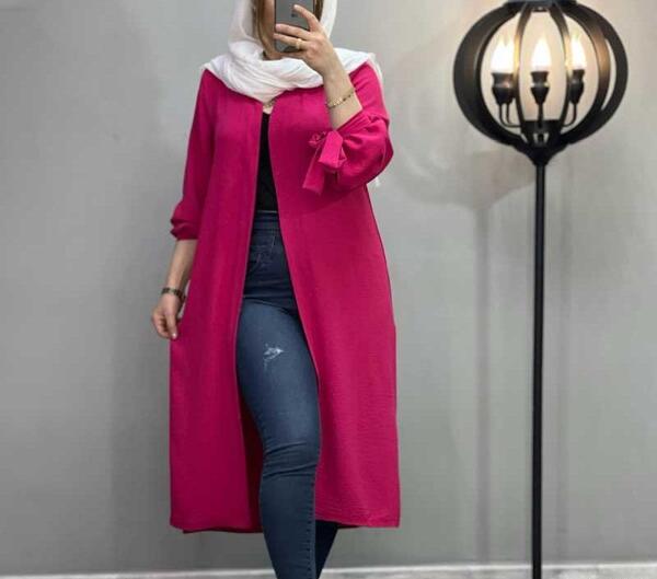 عکس مدل مانتو ابروبادی رنگ سرخابی