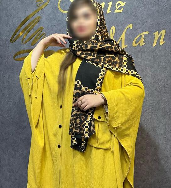 عکس مدل مانتو با پارچه ابروبادی زرد