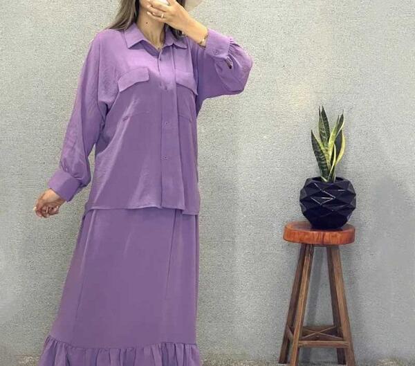 عکس مدل مانتو دو تیکه با پارچه ابروبادی