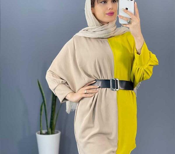 عکس مدل مانتو ابروبادی دو رنگی