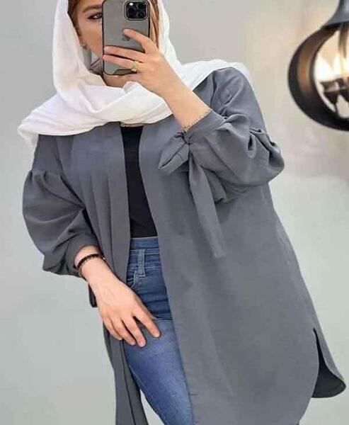 عکس مدل مانتو ابروبادی رنگ خاکستری
