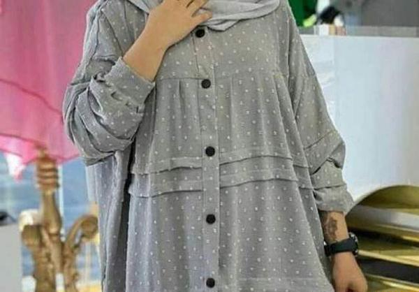 عکس مدل مانتو ابروبادی رنگ خاکستری