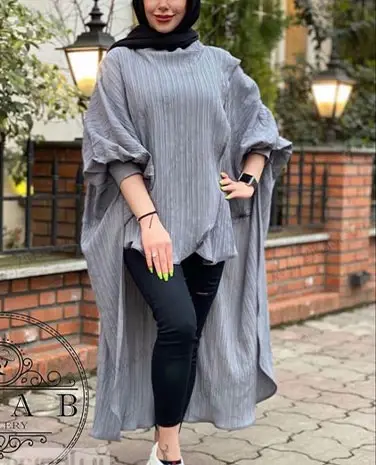 عکس مدل مانتو ابروبادی رنگ خاکستری