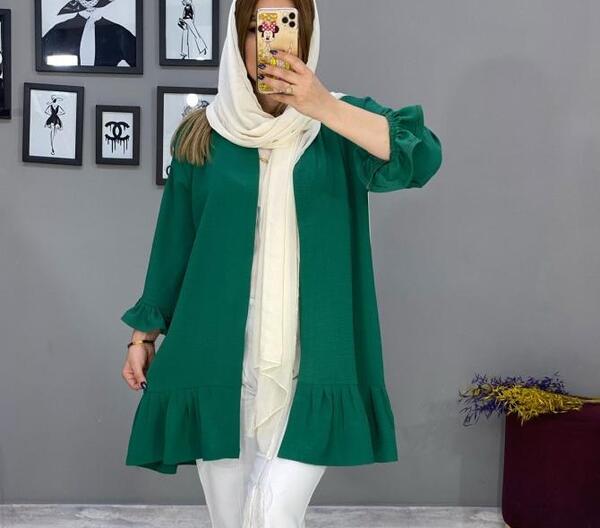 عکس مدل مانتو چین دار با پارچه ابروبادی