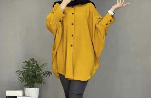 عکس مدل مانتو جلو دکمه دار با پارچه ابروبادی