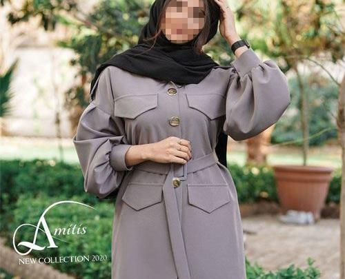 عکس مدل مانتو شلوار ابروبادی طوسی