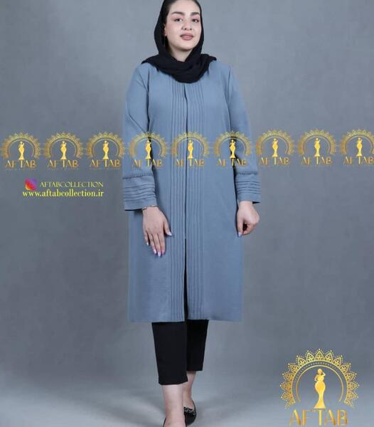 عکس مدل مانتو با پارچه ابروبادی رنگ طوسی