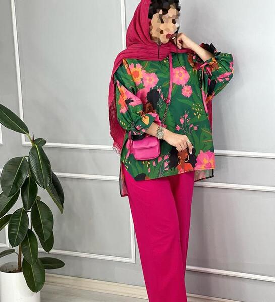 عکس مدل مانتو ترکیبی با پارچه ابروبادی