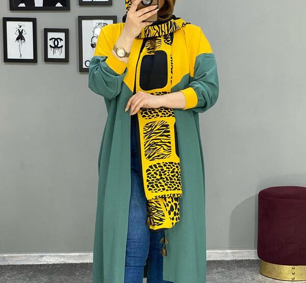 عکس مدل مانتو ترکیبی با پارچه ابروبادی
