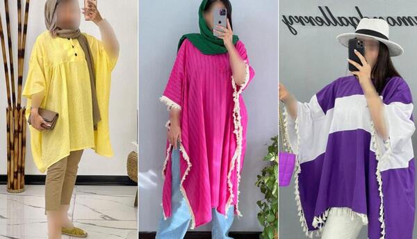 عکس مدل مانتو پانچ با پارچه ابروبادی