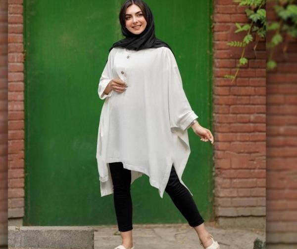 عکس مدل مانتو پانچ با پارچه ابروبادی
