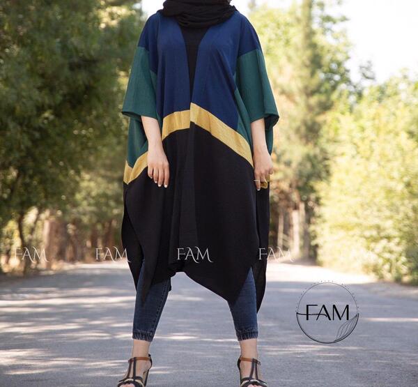 عکس مدل مانتو پانچ با پارچه ابروبادی