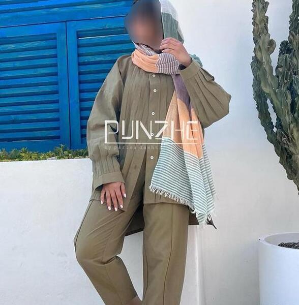 عکس مدل مانتو با پارچه ابروبادی پلیسه