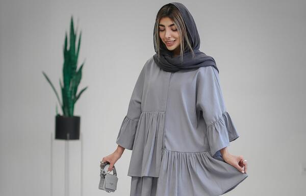 عکس مدل مانتو ابروبادی رنگ بنفش