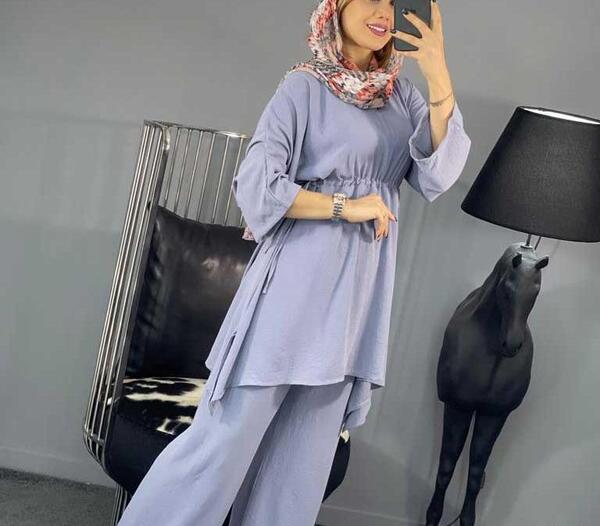 عکس مدل مانتو ابروبادی رنگ بنفش