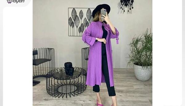 عکس مدل مانتو با پارچه ابروبادی بنفش