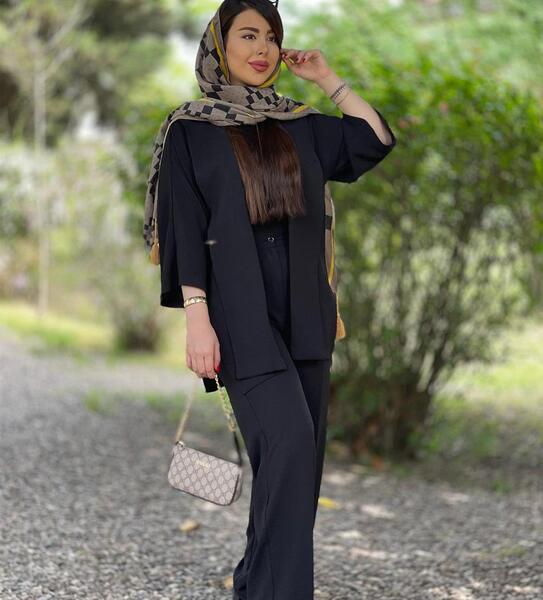 عکس مدل مانتو شلوار با پارچه ابروبادی