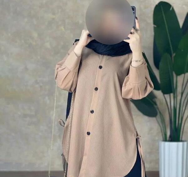 عکس مدل استین مانتو ابروبادی دکمه دار