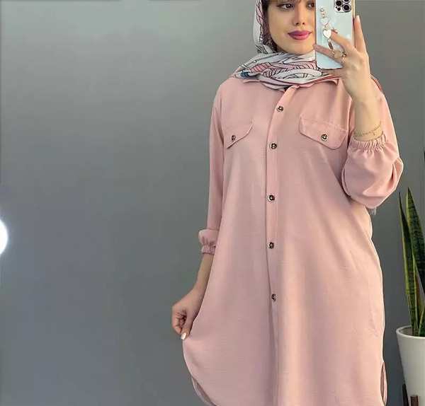 عکس مدل استین مانتو ابروبادی دکمه دار