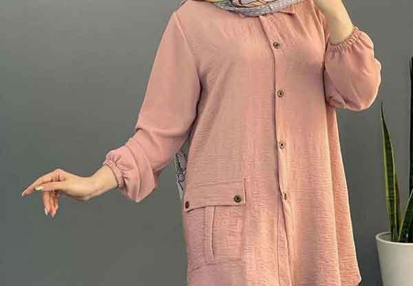 عکس مدل استین مانتو ابروبادی دکمه دار
