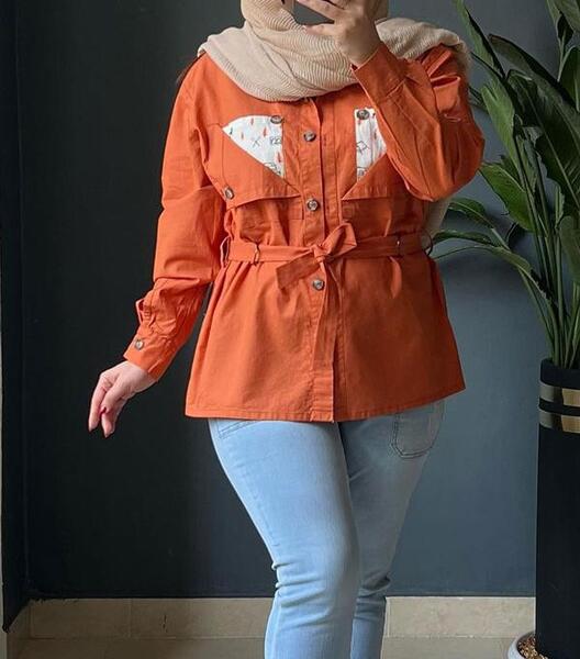عکس مدل مانتو ابروبادی رنگ آجری