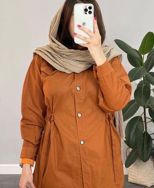 عکس مدل مانتو ابروبادی رنگ آجری