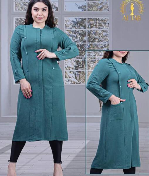 عکس مدل مانتو ابروبادی کوتاه دکمه دار