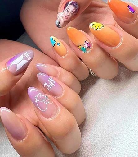 عکس کاشت ناخن با طرح بی تی اس