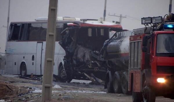 عکس واژگونی اتوبوس زائران کربلا
