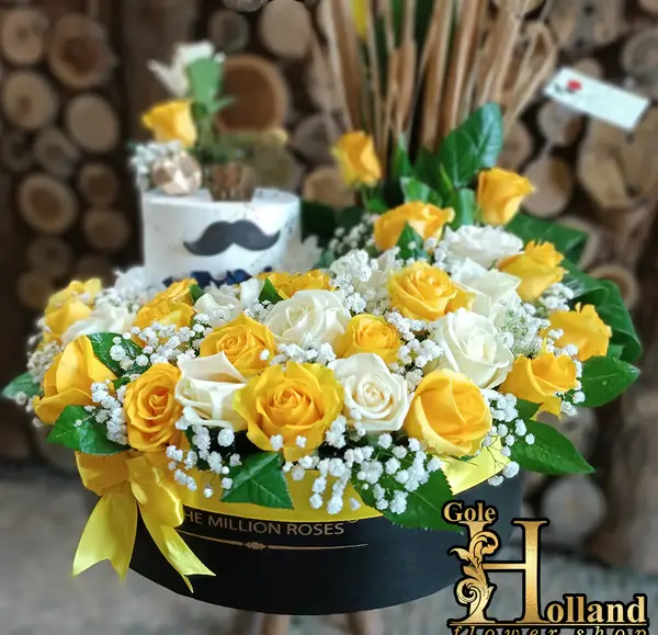 عکس تولد با دسته گل و کیک