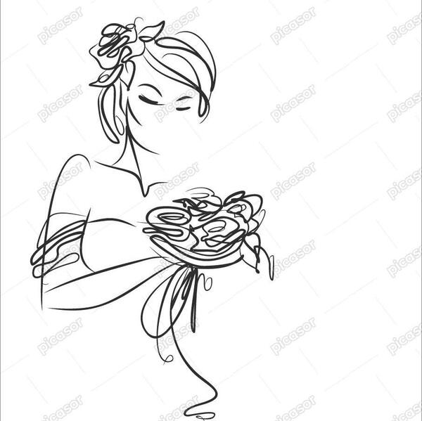 عکس نقاشی دسته گل عروس