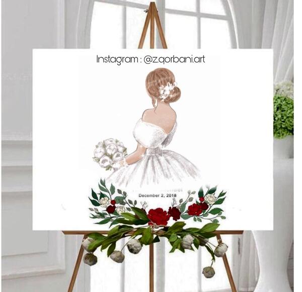 عکس نقاشی دسته گل عروس