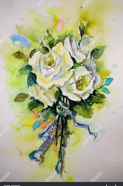 عکس نقاشی دسته گل عروس