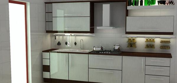 عکس کابینت سفید با دسته طلایی