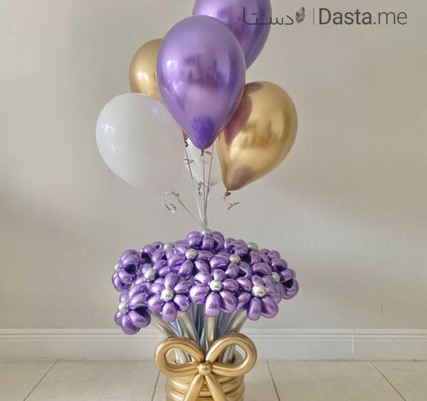عکس دسته گل با بادکنک