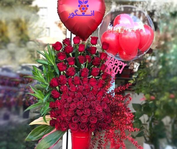 عکس دسته گل با بادکنک