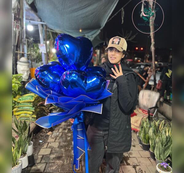 عکس دسته گل با بادکنک