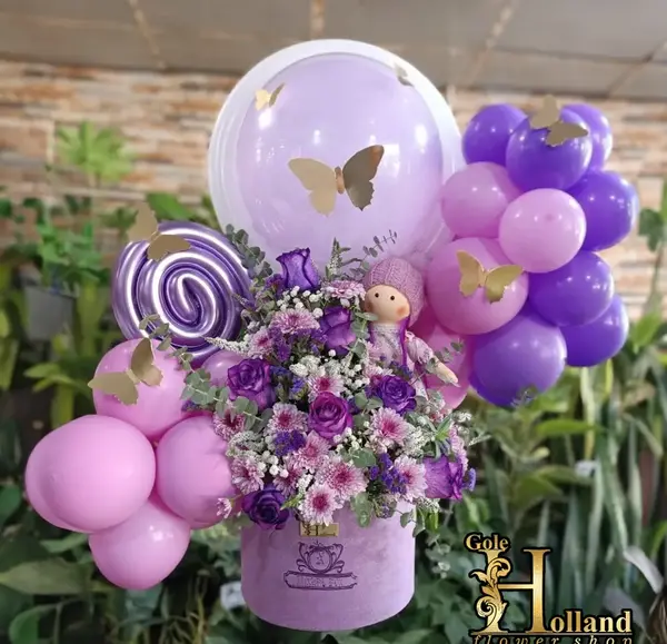 عکس دسته گل با بادکنک