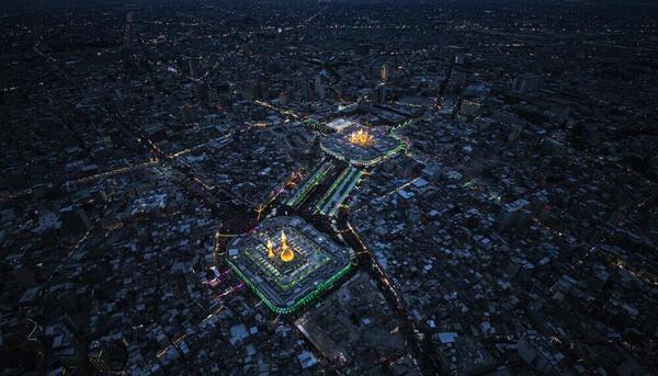 عکس حرم امام حسین و حضرت عباس از بالا