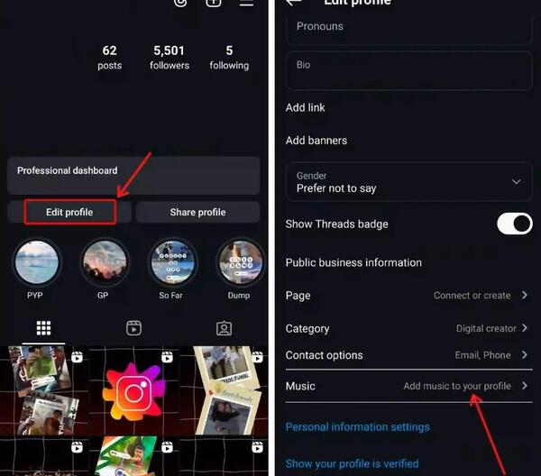 عکس آموزش پروفایل گذاشتن اینستا