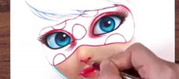 عکس نقاشی دختر کفشدوزکی آسان