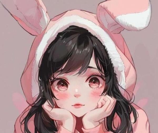 عکس انیمه ی کیوت صورتی
