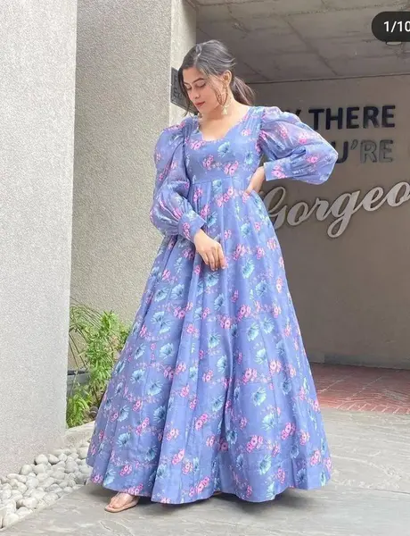 عکس مدل لباس مجلسی حریر گلدار شیک