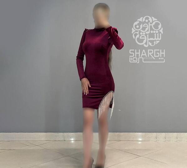 عکس لباس مجلسی شیک مخمل کوتاه