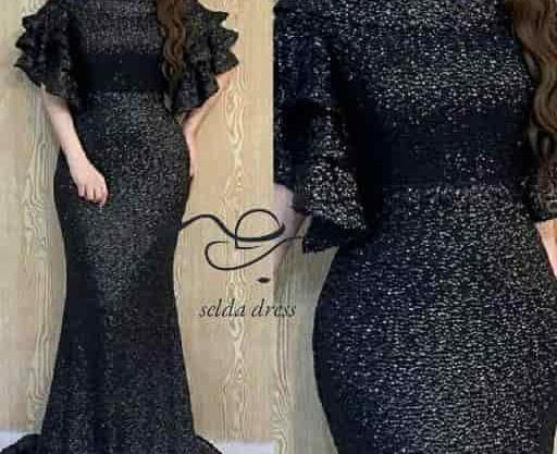 عکس لباس مجلسی زنانه پولکی مشکی