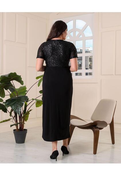 عکس لباس مجلسی زنانه پولکی مشکی